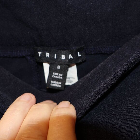 Tribal Office Pants Full length Stretchy Elastic Waist Navy Blue women Size 8. F - Picture 10 of 11